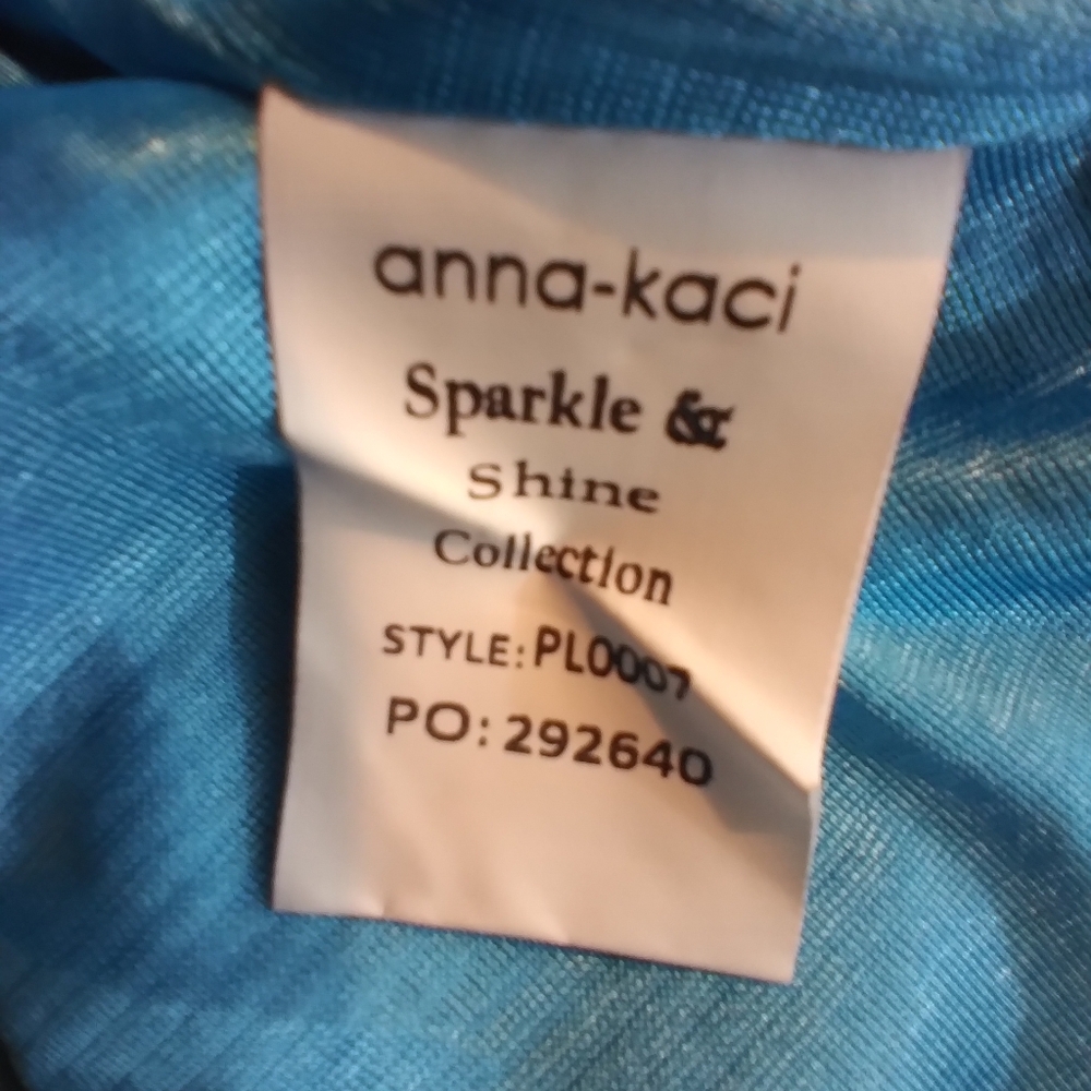 NWT Anna Kaci Blue Sequinned Sparkle & Shine Womens Top Size 3X Mobwife Glam - Picture 7 of 11